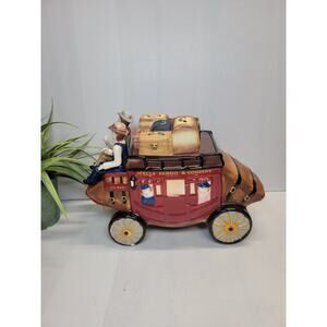 Wells Fargo Ceramic Cookie Jar Western Bank Collectible Kitchen Decor 2009